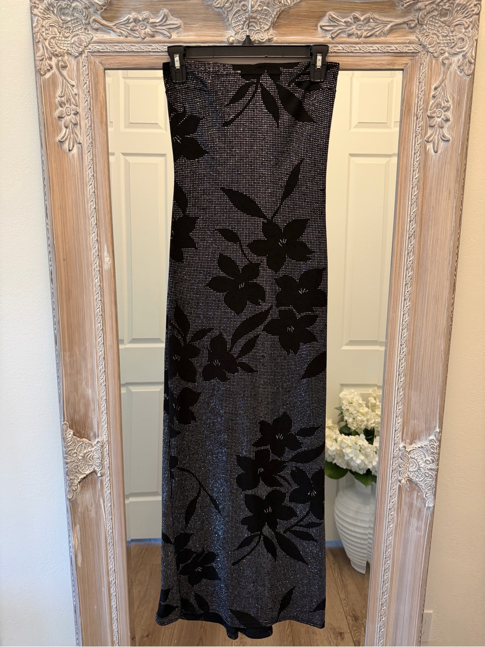 Jessica McClintock Black Floral Maxi Dress Size 5/6